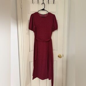 Suzy Shier Red Midi Dress with Dots